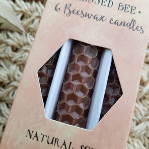 Brown Blessed Bee Beeswax Candles (Earth Magick approx. 10x1cm each)