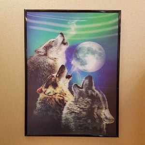 4D Wolf Pack Howling at Moon