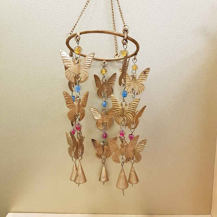 Butterfly Hanging with Bells (metal. approx. 51x13cm)