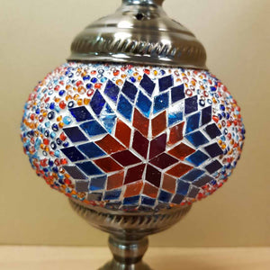 Blue & Orange Star Turkish Style Mosaic Lamp (pumpkin shaped approx. 28.5cm)