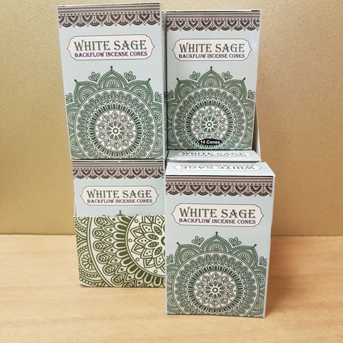 White Sage Backflow Incense Cones (Sacred Tree pack of 14)