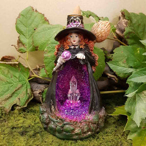 Purple Witch Backflow Incense Burner (lights up. approx. 18x12cm)