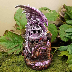 Purple Dragon on Castle Backflow Incense Burner (approx. 19.20x11.80x10.50cm)