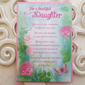 For A Beautiful Daughter You Are A Joy, A Wonder, A Light In Our Lives Card