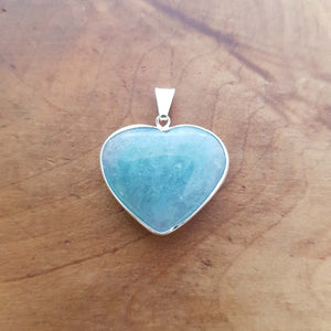 Aquamarine Heart Pendant. (assorted. sterling silver bale)