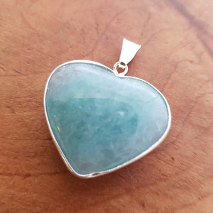 Aquamarine Heart Pendant. (assorted. sterling silver bale)