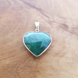 Green Aventurine Heart Pendant (assorted. sterling silver bale)