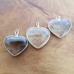 Smokey Quartz Heart Pendant (assorted. sterling silver bale)