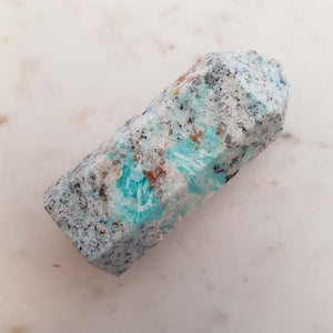 Amazonite, Biotite & Quartz Polished Point (approx. 9x3.5cm)