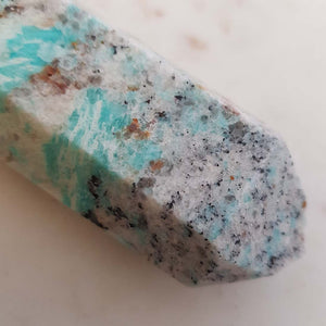 Amazonite, Biotite & Quartz Polished Point (approx. 9x3.5cm)