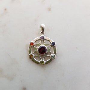 Chakra Pentacle Pendant (sterling silver)