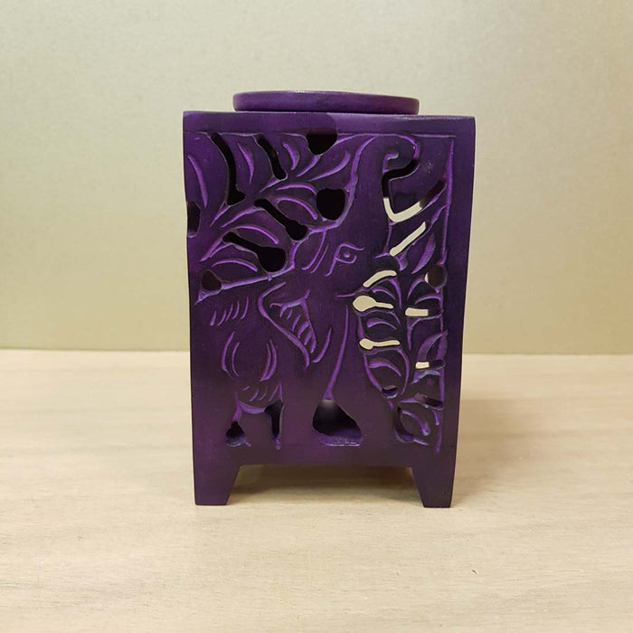 Purple Elephant Soapstone Oil Burner (approx. 12.5x8x8cm)