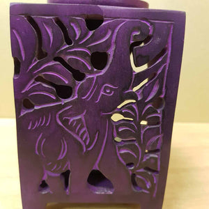 Purple Elephant Soapstone Oil Burner (approx. 12.5x8x8cm)