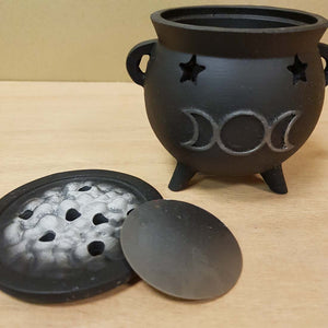 Triple Moon Cauldron Incense Cone Holder