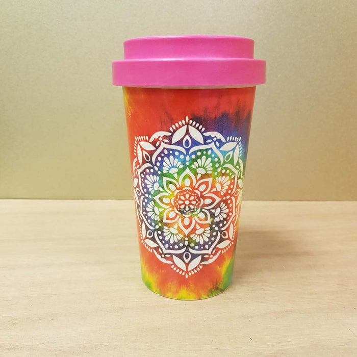 Tie Dye Mandala Bamboo Eco Travel Mug (approx. 15x9cm)