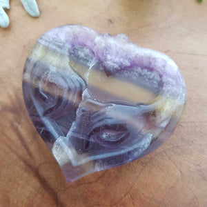 Rainbow Fluorite Heart with Hands Entwined (approx. 5x5cm)