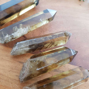 Natural Smoky Citrine Partially Polished Point. Some with Heat Phantoms (Zambia. assorted. approx. 6-7.5x2-2.5x1.5-2cm)