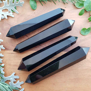Black Obsidian Double Terminated Wand (Mexico. assorted. approx. 11.5x2.5cm)