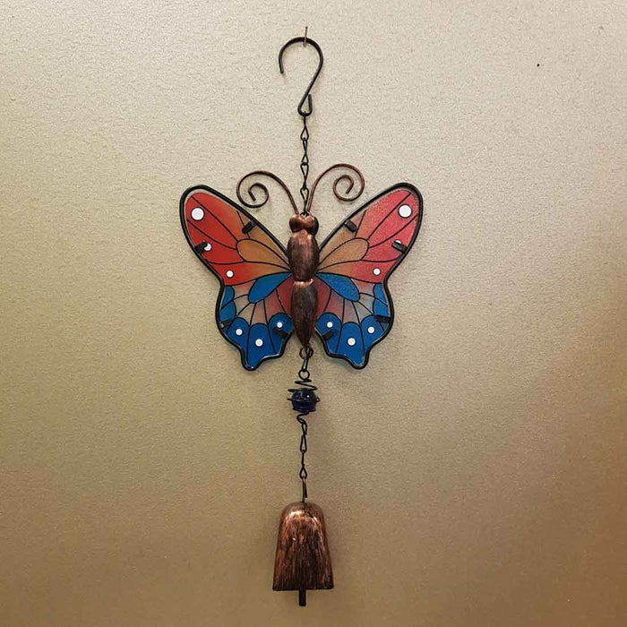 Orange & Blue Butterfly Bell Wind Chime (approx. 30x16x3cm)