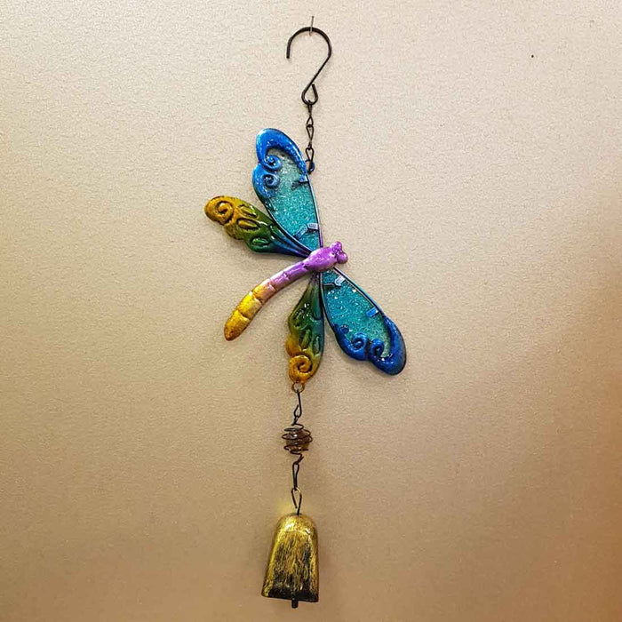 Blue Dragonfly Bell Wind Chime (approx. 30x13x3cm)
