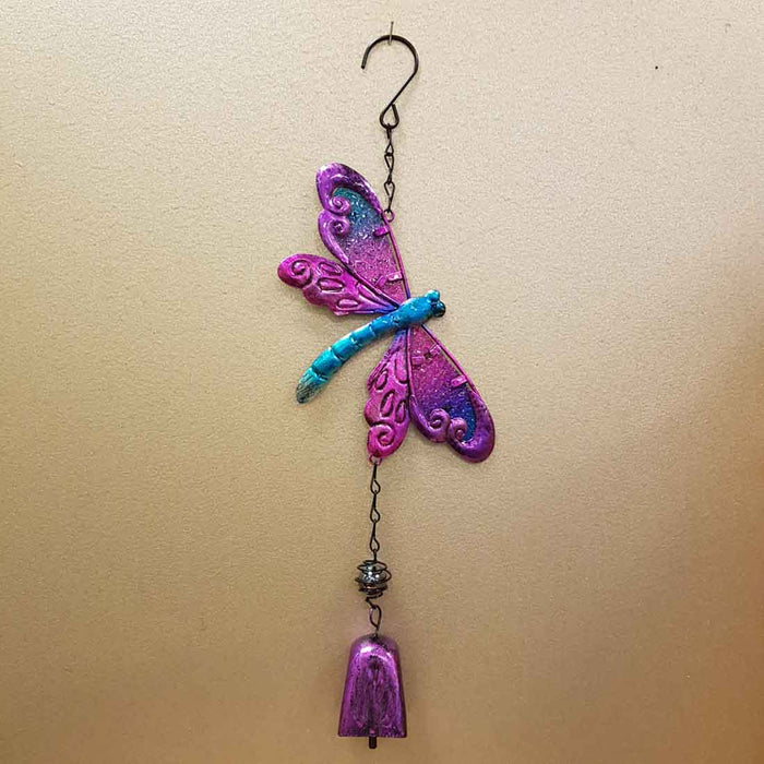 Purple Dragonfly Bell Wind Chime (approx. 30x13x3cm)
