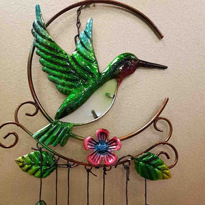 Glass Dangle Hummingbird Wind Chime