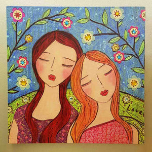 2 Girls Bejewelled Canvas (approx. 40x40x2cm)