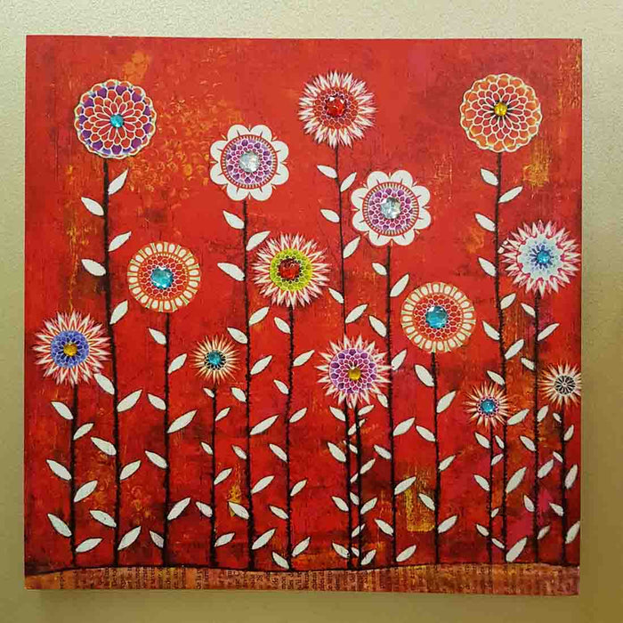 Raspberry Flowers Canvas (approx. 40x40x2cm)
