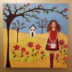 Girl with Watering Can Canvas 