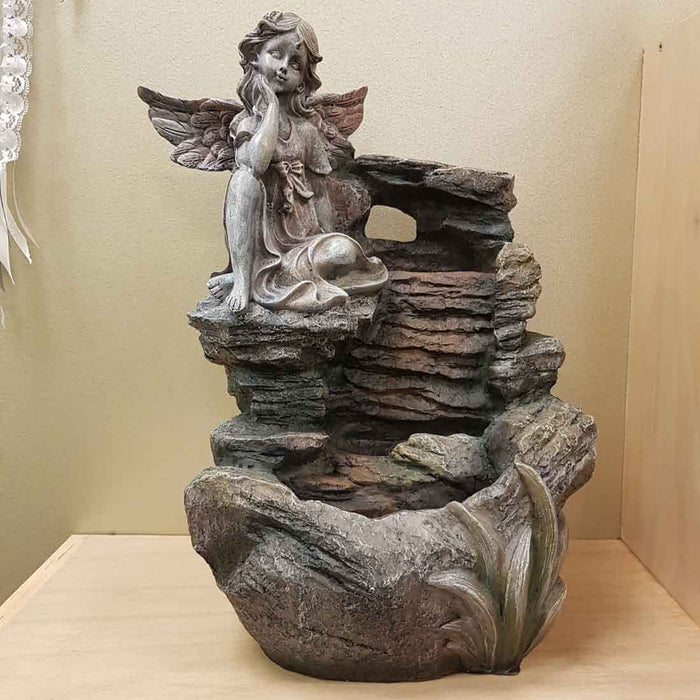 Angel Water Feature (Lights Up. approx. 21x19x34cm)