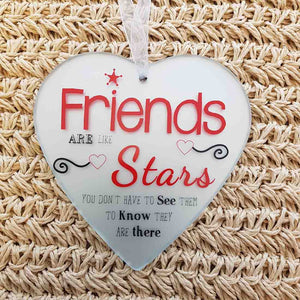 Friends Heart Glass Plaque