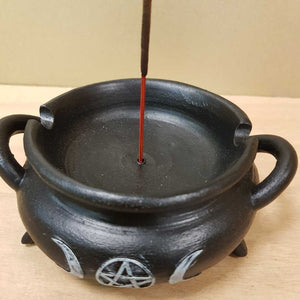 Triple Moon Pentacle Cauldron Incense Holder (approx.