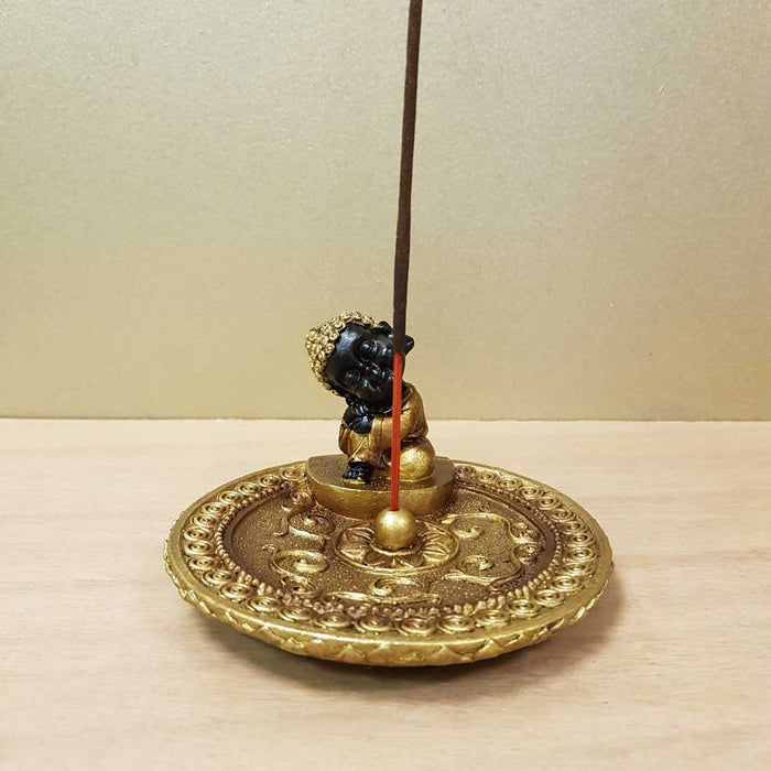 Gold Look Sleeping Baby Buddha Incense Holder (approx. 11x6.5cm)
