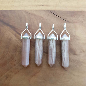 Mocha Moonstone Point Pendant (assorted. silver metal)