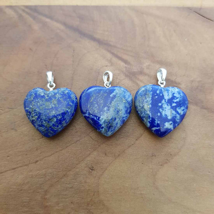 Lapis Heart Pendant (approx. 2cm. assorted. sterling silver bale)
