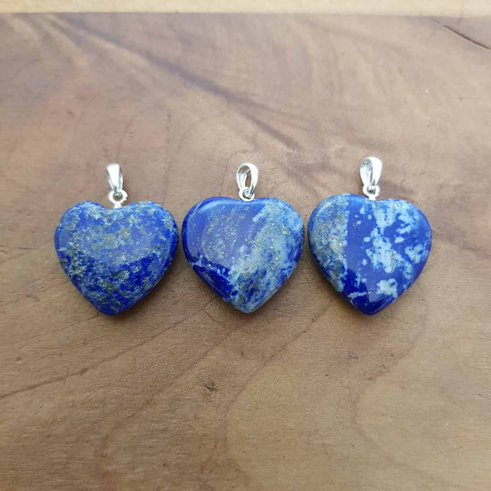 Lapis Heart Pendant (assorted. sterling silver bail)