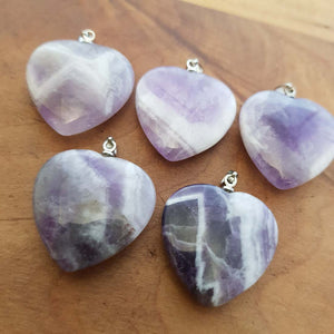 Chevron Amethyst Heart Pendant (approx. 2.5cm. assorted. sterling silver bale)
