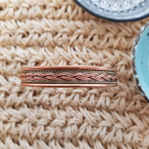 Braid Design Copper Bracelet with Magnets (large. approx 10mm)