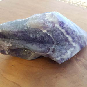 Chevron Amethyst Partially Polished Point (Zambia. approx. 15sx6x6cm)