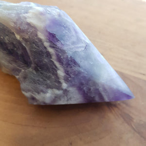 Chevron Amethyst Partially Polished Point (Zambia. approx. 15sx6x6cm)