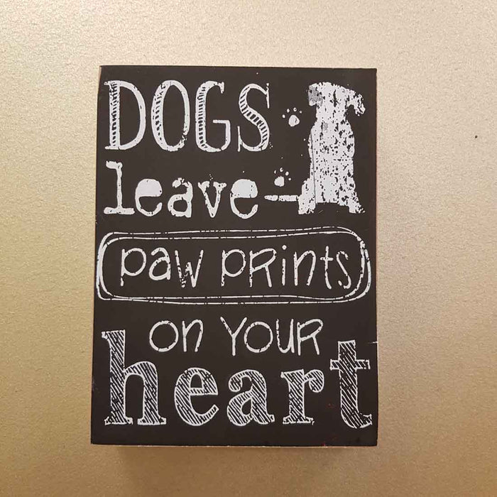 Dogs Leave Paw Prints On Your Heart Wall Art (approx. 20x15x4cm)