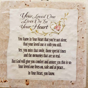 Your Loved One Lives On In Your Heart Tile Wall Art (approx. 9.5x9.5cm