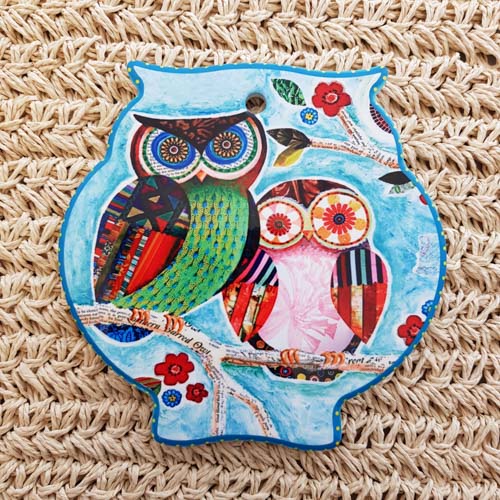 Owl Trivet Pair Patchwork (approx. 16x15.5cm)