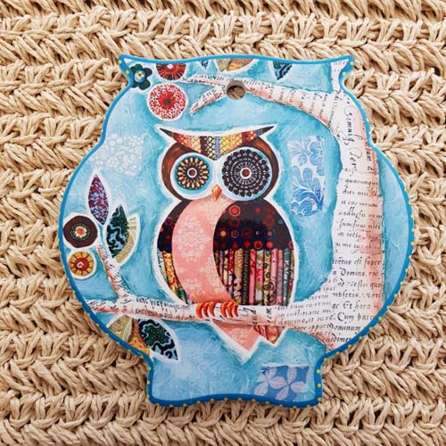 Owl Trivet Patchwork Single (approx. 16x15.5cm)