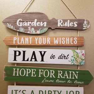 Garden Rules Hanging Sign