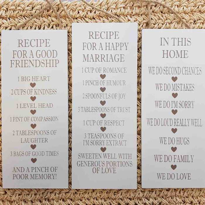 Rules Hanging Signs Assorted (approx. 25x10cm)