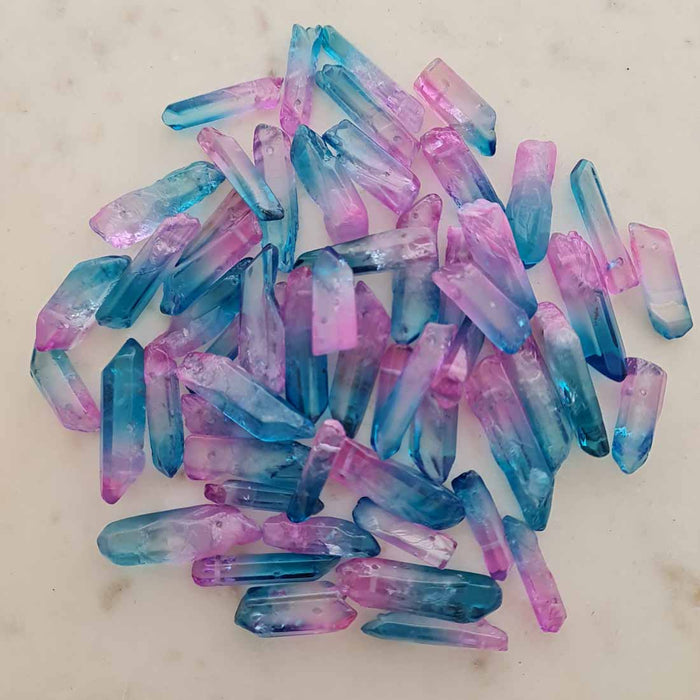 Pink & Pale Blue Dyed Quartz Naturally Shaped Point Bead (assorted sizes)