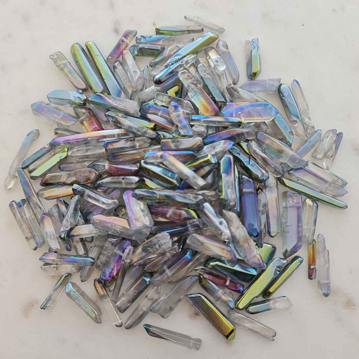 Soft Rainbow Tones Electroplated Quartz Natural Point Bead (assorted lengths)