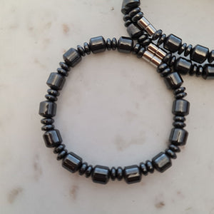 Magnetic Hematite Column & Rondelle Bead Bracelet