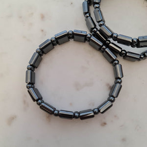 Magnetic Hematite Flat & Round Bead Bracelet